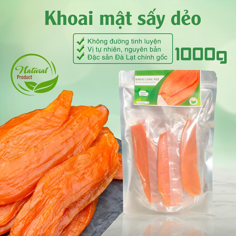 Túi 1kg khoai lang mật Đà Lạt sấy dẻo không đường Hảo Nhiên Food, Đặc Sản Đà Lạt