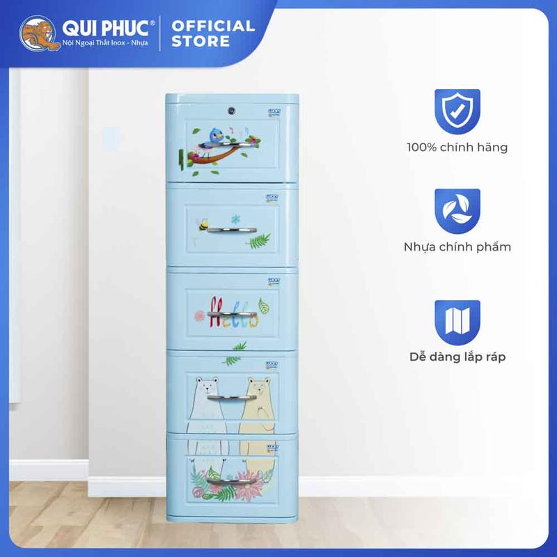 Tủ nhựa Lucky 5 tầng QUI PHÚC, phù hợp đựng đồ cho bé, an toàn sức khoẻ, tiện lợi, chắc chắn