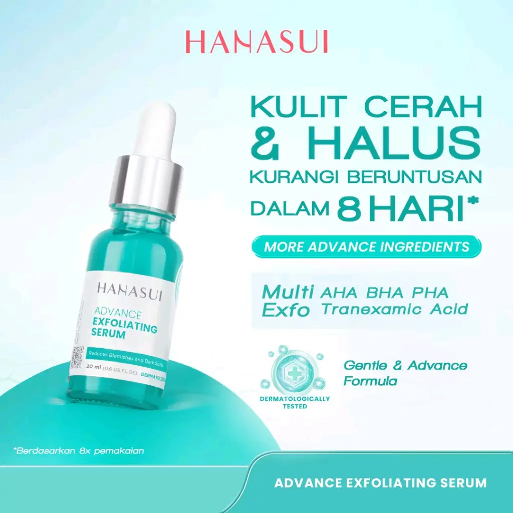 Hanasui Advance Exfoliating Serum - Kurangi Beruntusan Jerawat Komedo Cerah & Halus Memudarkan Blackhead Whitehead Panthenol retinol