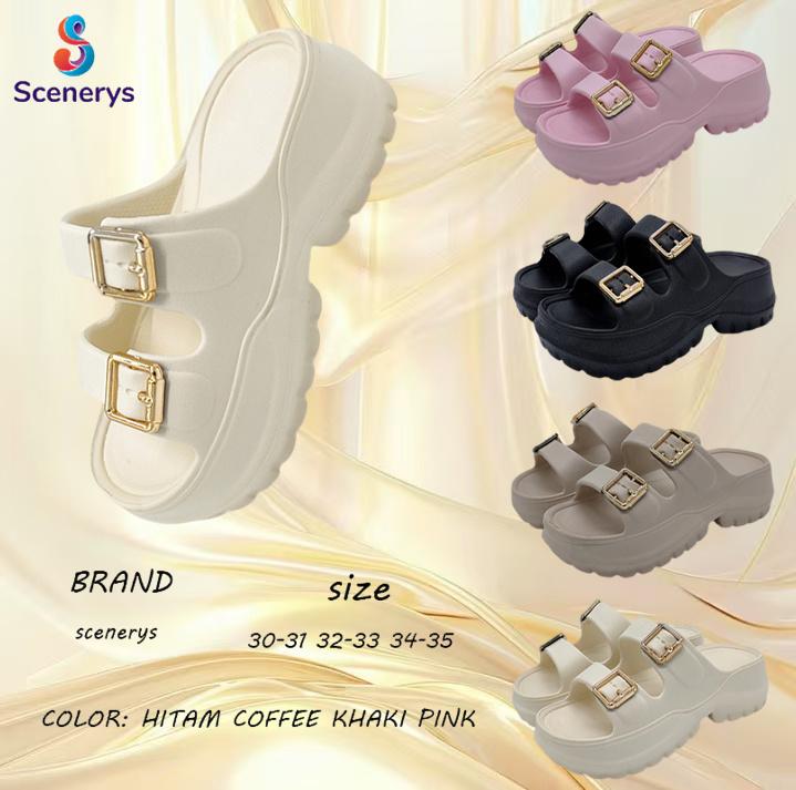 Scenerys Sandal anak perempuan dengan hak baji yang lembut, sandal EVA ukuran 30-35 0