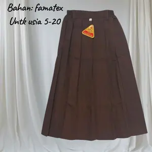 Rok Remped Coklat Bawahan Seragam Pramuka Anak SD SMP SMA Bahan Famatex Untuk Usia 5-20 Tahun Fashion