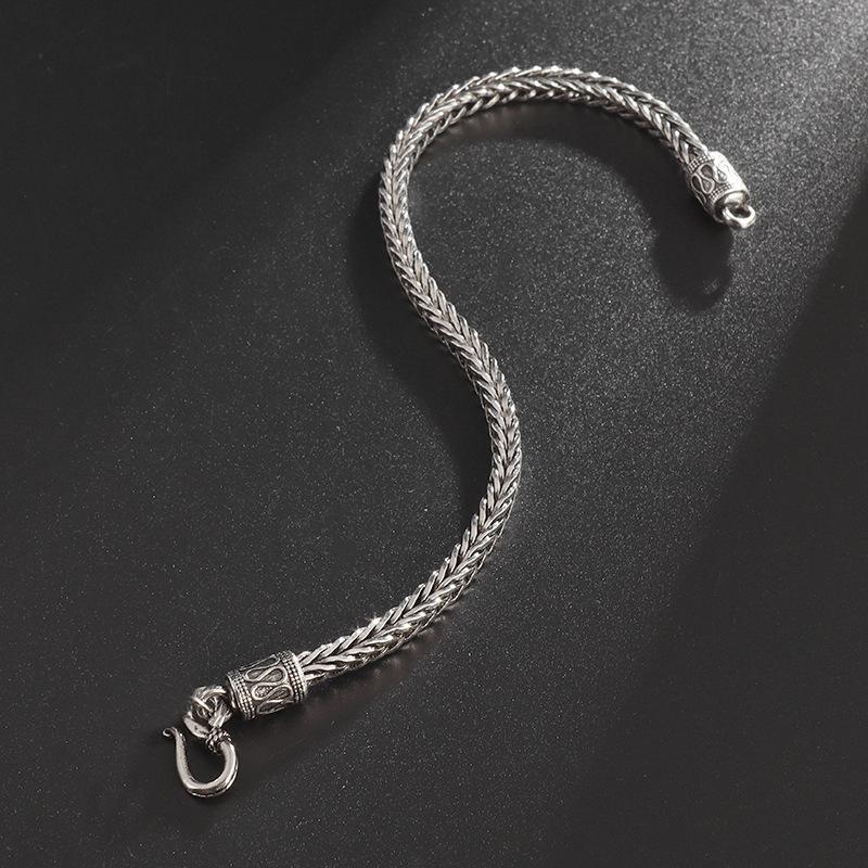 Product Introduction of Men's Vintage Stainless Steel Bracelet, Silver Versatile Bracelet, Casual Clothing Matching, Men's Personalized Present, New Product on shelves! High cost-effective jewelry, hot selling product!Hip Hop! alhambra  bracelet 4