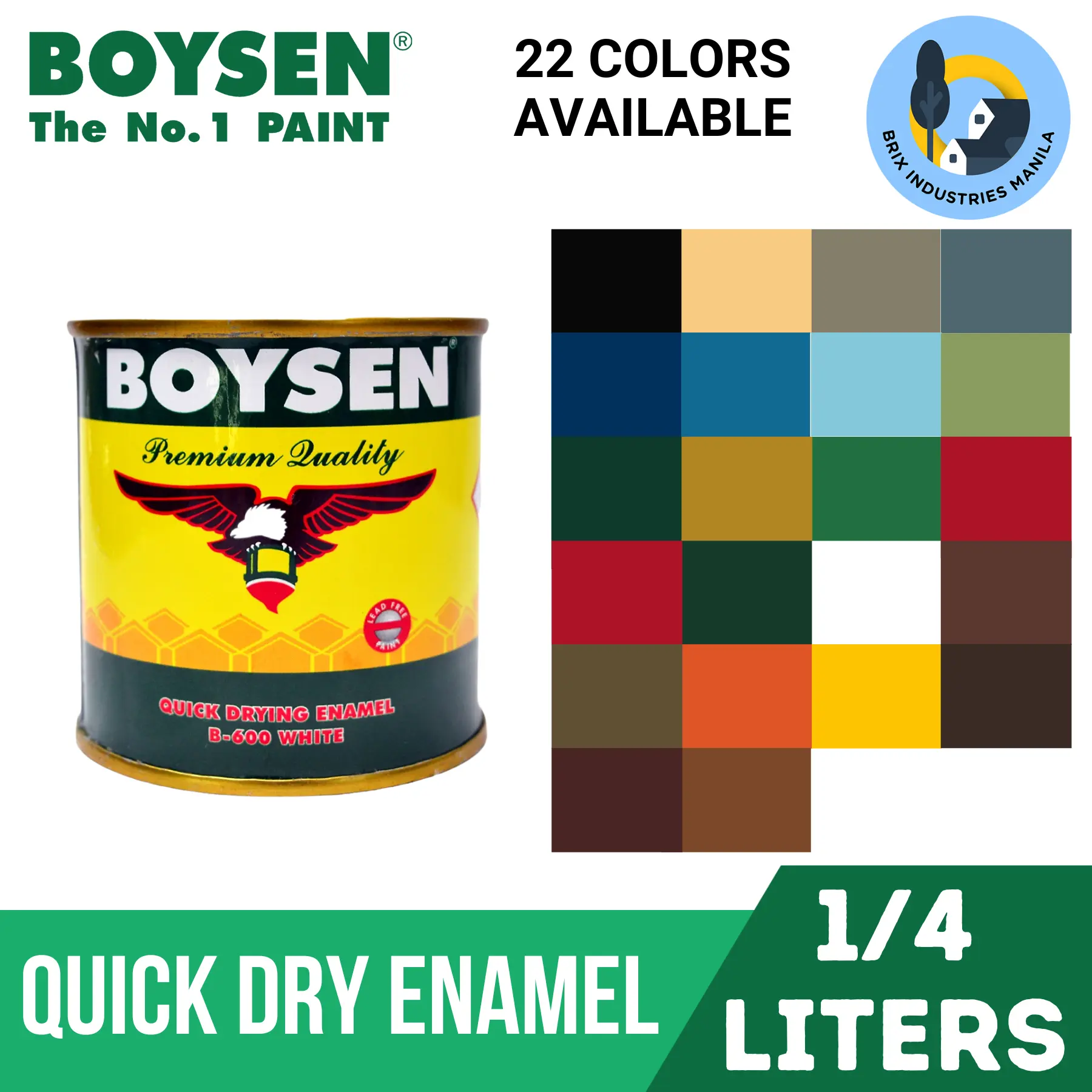 Boysen Quick Dry Enamel Paint 1/4 Liter Premium Quality 23 Colors Available