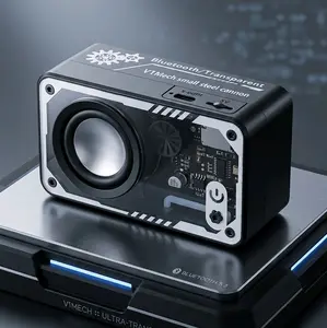 MANGOMAN Speaker Bluetooth V1 Cyberpunk Transparan 13.6W dengan Lampu Warna Gaya Punk Transparan Berkualitas Tinggi