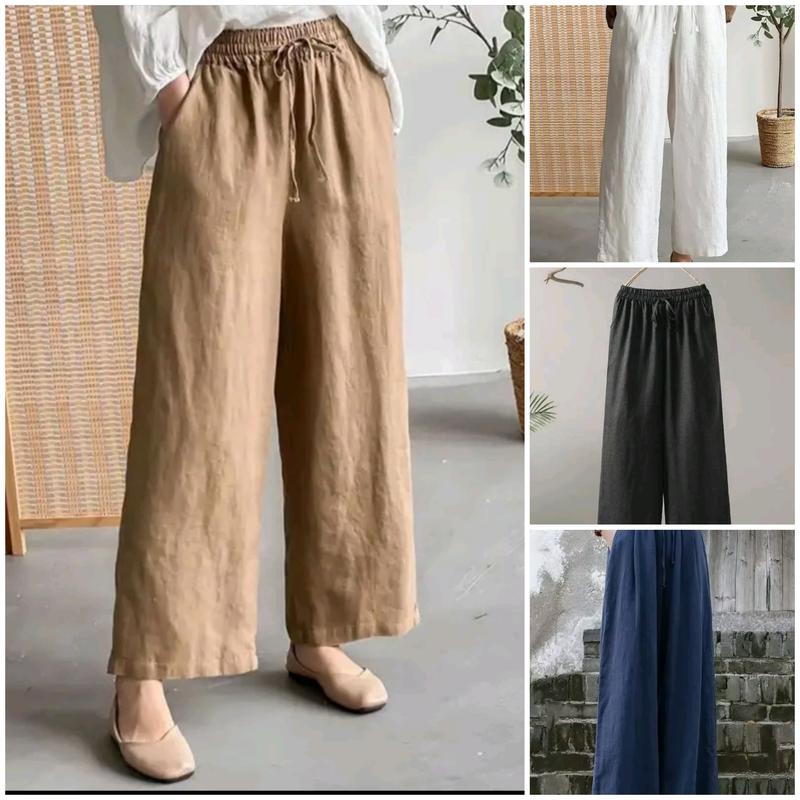 celana kulot highwish/CELANA KULOT WANITA RAMI LINEN PREMIUM/CELANA WANITA TERKINI CELANA KULOT TERLARIS Kain Panjang Kaki Karet Nyaman Putih Tebal Lembut 2