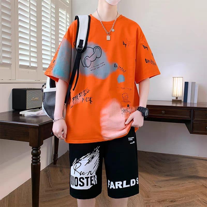 Setelan PRESSIONE SET Baju dan Celana Pendek Unisex Pria Wanita dengan Fit yang Nyaman dan Keren Kaos Motif Dewasa 4
