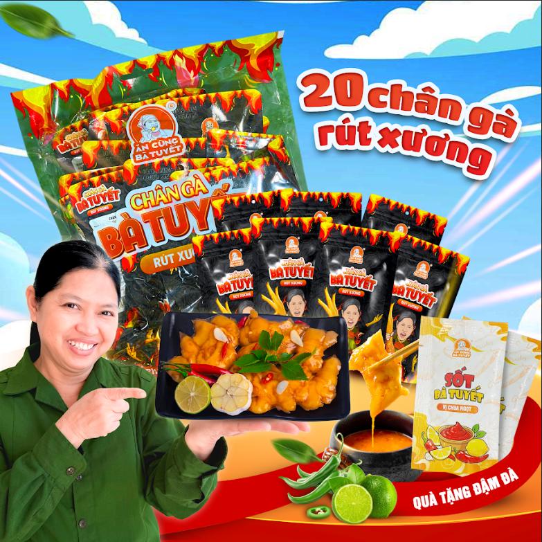   Tặng 2 gói sốt  Combo 20 GÓI CHÂN GÀ TÊ CAY RÚT XƯƠNG - ĂN CÙNG BÀ TUYẾT M1 
