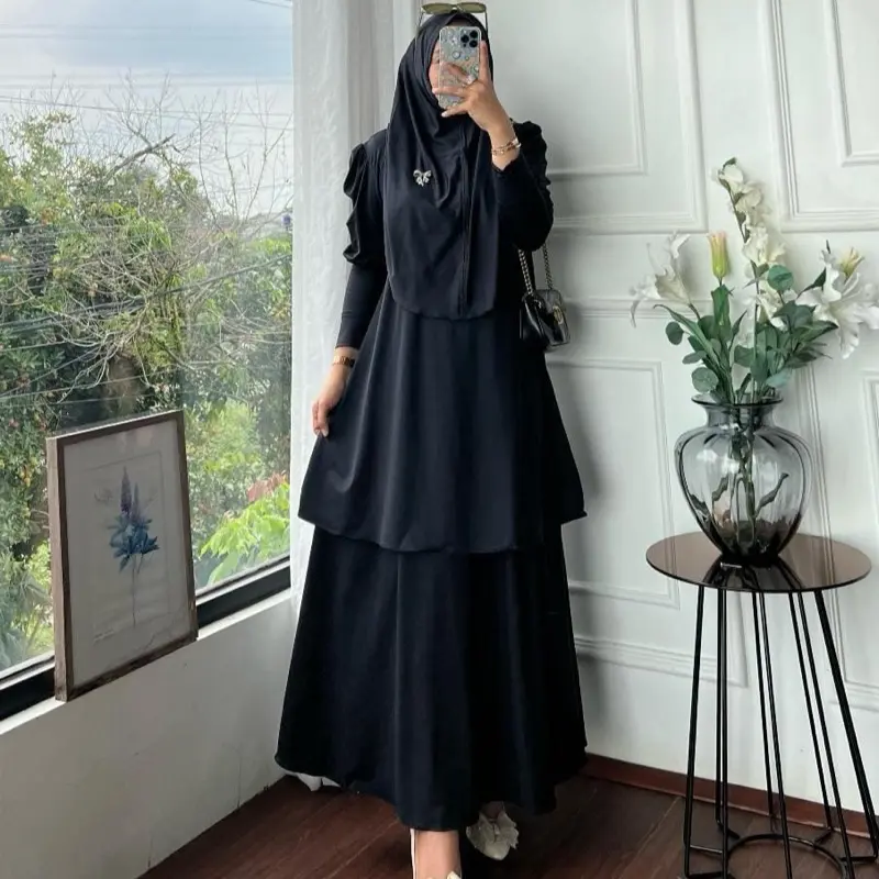 Setelan Rok Atasan hijab dan bandana  One Set Rok 4 in 1  Outfit Muslim Simple Nyaman Kaos