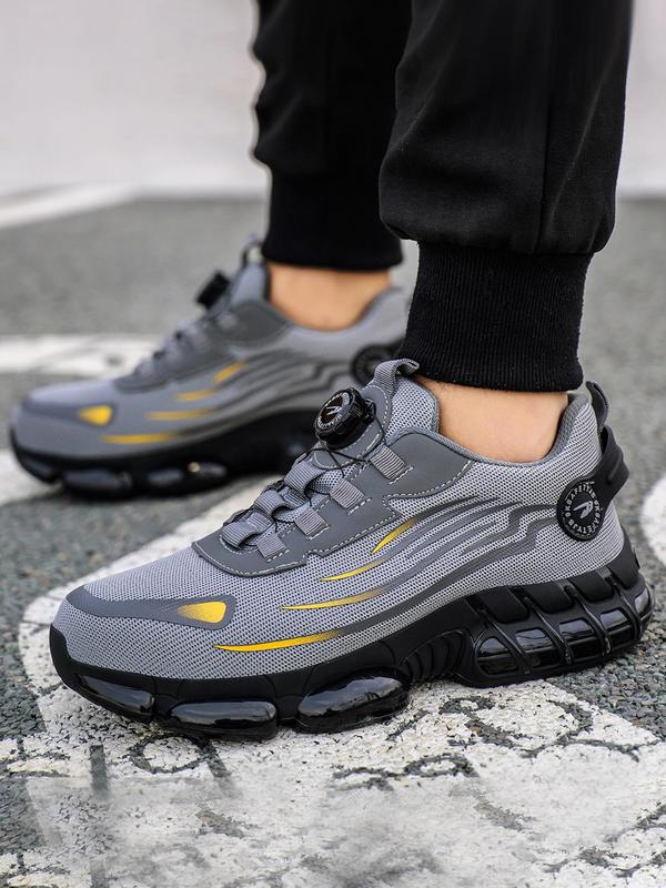 Unisex Colorblock Lace Up Front Safety Shoes, Lightweight Breathable Comfortable Anti-smash and Anti-puncture Shoes, Fashionable Shoes for Work & Daily Wear, Closed 4