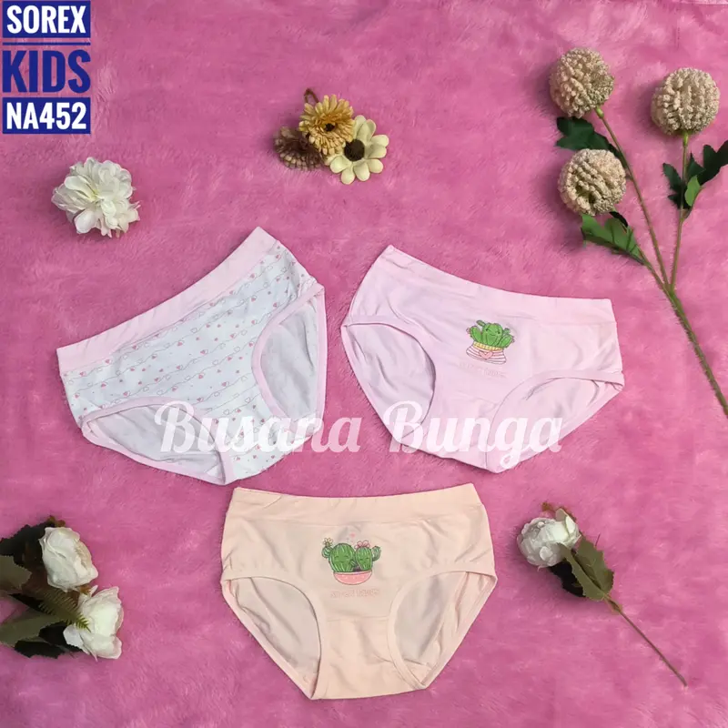 Sorex Kids (3pc, 6pc, 12pc) CD/Celana Dalam Anak Perempuan Segitiga NA401, NA402, NA452 SuperSoft 3