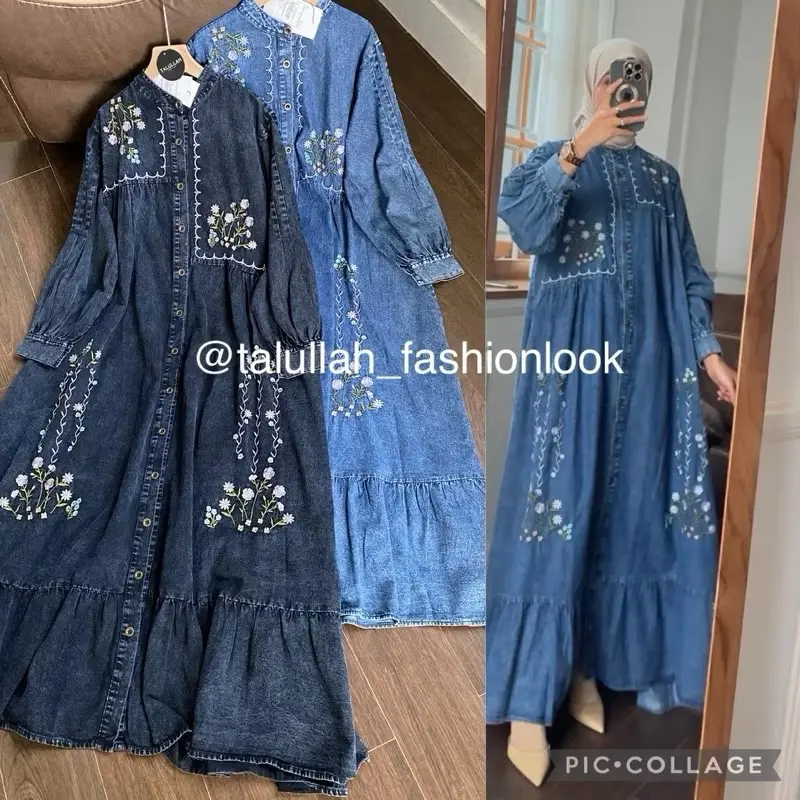 Dress denim bordir flower 20618, 21075, 20871, 21077 | Talullah 3
