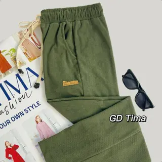 GDTIMA Corduroy jumbo Pants Celana Panjang Wanita Casual Elastic Highwaist Fashion Premium / Corduroy Bigsize / Celana Casual