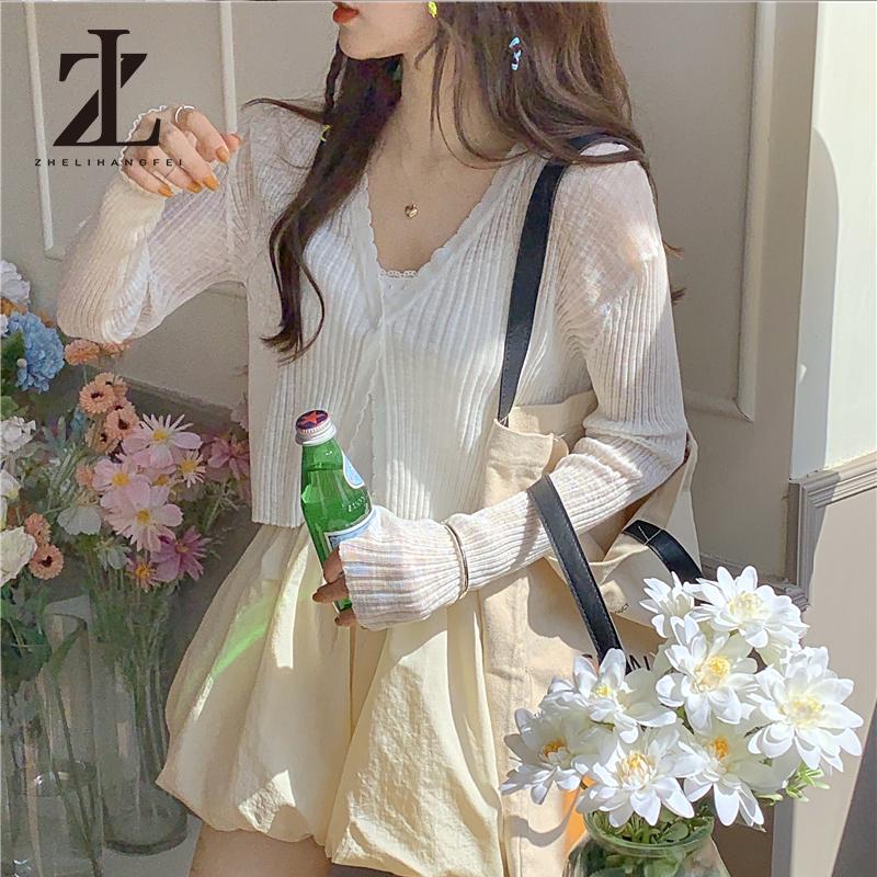 Áo khoác len mỏng , áo khoác len cardigan dáng ngắn 1 cúc cổ V màu đen màu trắng vải len siêu mịn không xù