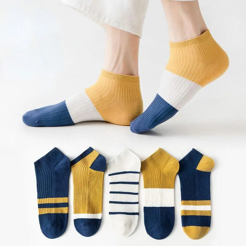 Men's Cotton Socks 5-Pack - Anti Slip & Breathable for Daily/Sports | Cushioned Heel & Non-Friction Design