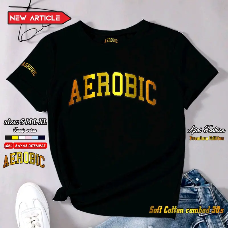 kaos aerobik baju atasan olahraga wanita terbaru kaos olahraga wanita kaos senam zumba atasan olah raga kaos aerobic katun combad 30s gold series Sport 5