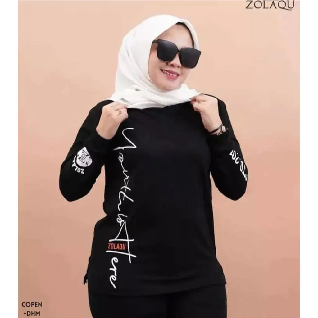 Baju Wanita Fashion wanita Kaos Wanita Atasan Wanita Kaos Lengan Panjang Wanita Six Diary Motif BE UNIK ROSE HITAM // Style Zolaqu