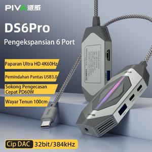 PIVA DS6 PRO Dock Memang Power! Penghantaran 4K60Hz & Type-C 6-in-1, USB3.0 Hantar Fail Segera + PD60W Cas Sambil Main, Penyejukan Aluminium Stabil Gila, Penyelamat untuk Gamer & Warga Pejabat Malaysia