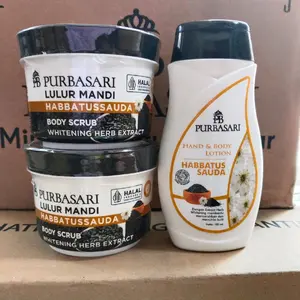 Paket 2 pcs Purbasari lulur Mandi Habbatusauda 100 gr + 1 pcs Purbasari Hand and Body Lotion Habbatusauda 100 ml