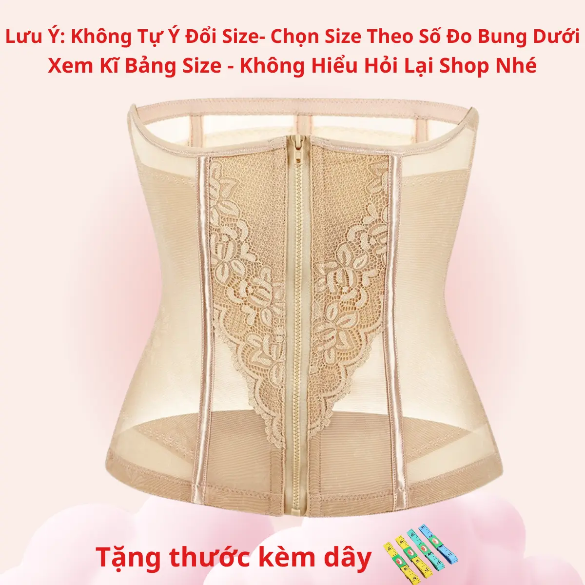 [Chọn size theo số đo vòng bung dưới] Đai Gen Kéo Khóa, Gen nịt bụng kéo khóa định hình chất liệu ren mặc thoáng mát (Tặng thước dây)