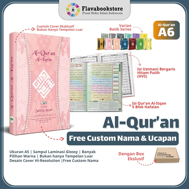 (A6) Alquran Custom Nama Batik Premium 8 Blok Tajwid Terlengkap - Says quran - Alqosbah 0