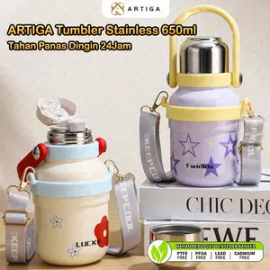 (ISCHAINDYOFC) [PO dikirim 2 Minggu) ARTIGA Tumbler 650ML Stainless Steel 316 Tahan Panas dan Dingin 24 Jam - Anti Selip - Food Grade - Bebas BPA - Kitchenware
