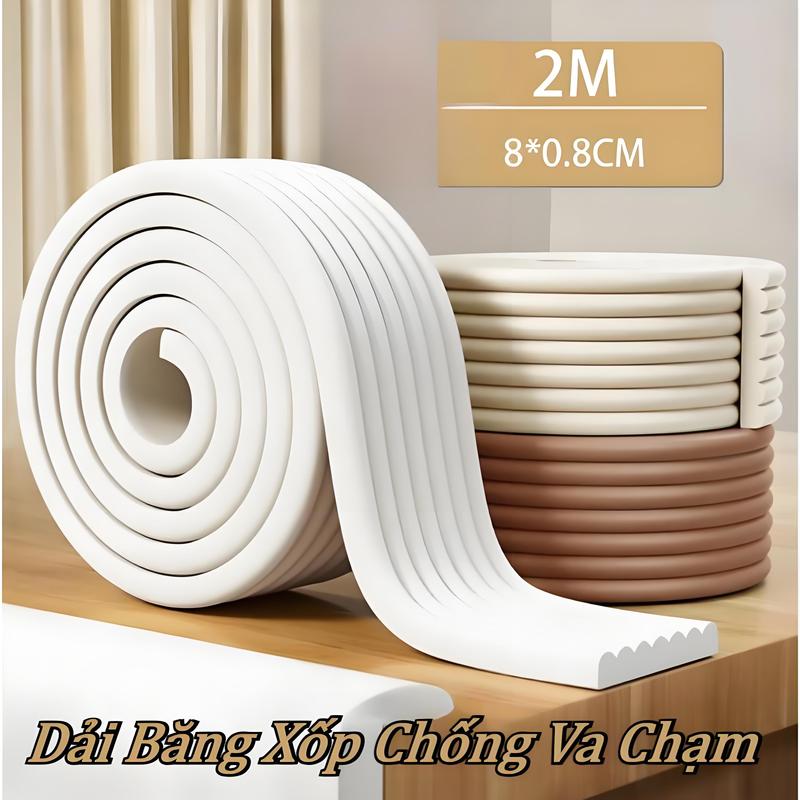 Dải Băng Xốp Chống Va Chạm Đa Năng - Bọc Cạnh Bàn Góc Tường & Cạnh Gường An Toàn Cho Bé Chất Liệu Mềm Dẻo Dễ Cắt & Dán Bảo Vệ Toàn Diện Gia Đình Có Trẻ Nhỏ