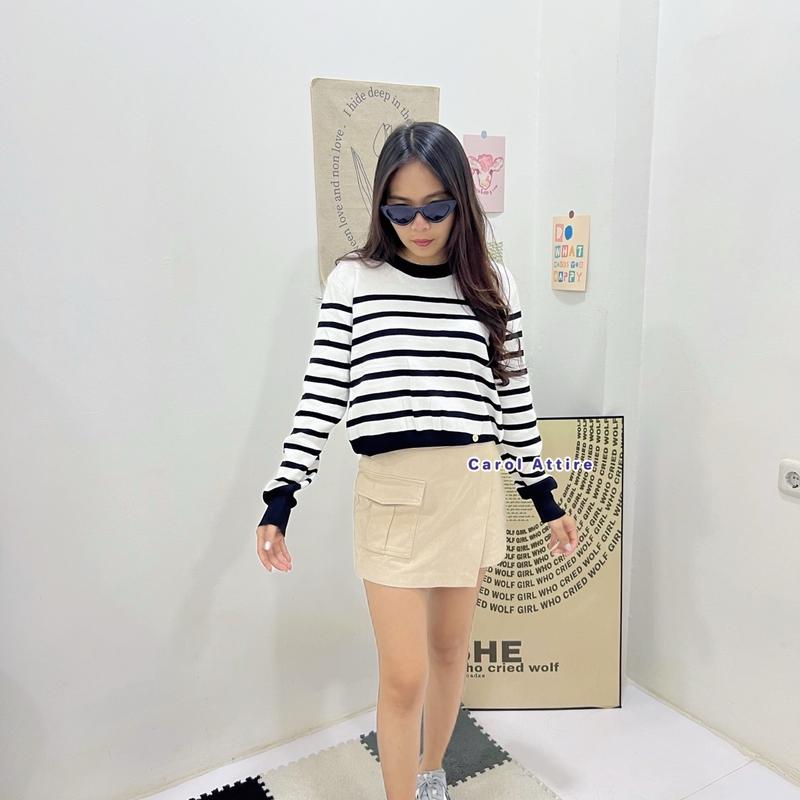 Annora Stripe Long Sleeve Top 0