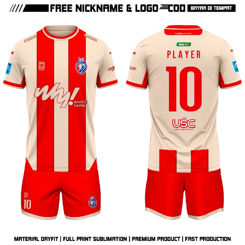 Jersey Sepakbola&Futsal Custom Unggul Fc Malang Terbaru Full Printing Gratis Pasang Nama Dan No Punggung pelindung sinar uv ukuran dewasa m xl Olahraga Sport regular tipe2 jersey futsal keren baju bola 0