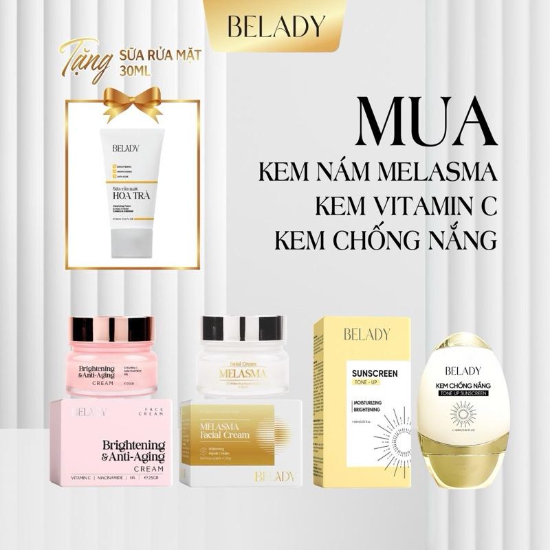 Bộ Kem - Kem Nám Melasma + Kem Vitamin C + Kem Chống Nắng - Hỗ Trợ Giảm Nám + Hỗ Trợ Dưỡng Sáng Da + Chống Nắng Bảo Vệ Da