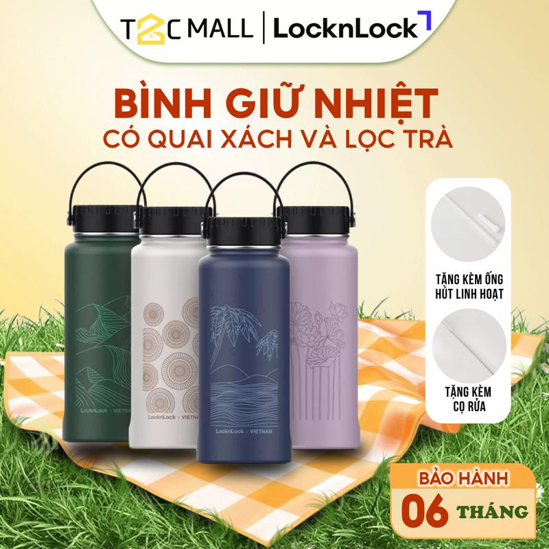 Bình Nước Giữ Nhiệt 897ML Riga Tumbler Việt Nam Có Khay Lọc Trà Kèm Tay Cầm Phiên Bản Việt Nam Hàng Chính Hãng LocknLock LHC4160 - T2Cmall