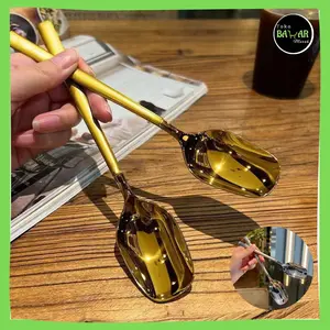 Sendok Kotak Stainless Steel / Sendok Segi Stainless Tahan Karat / Sendok Korea Teh Cake Serbaguna