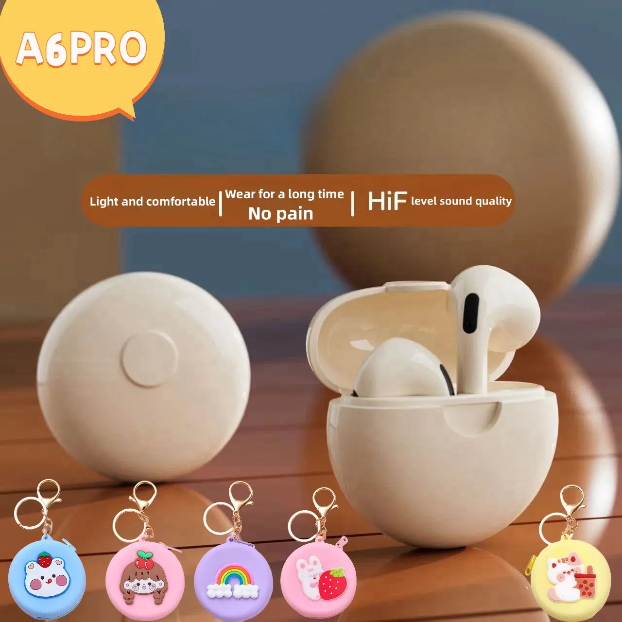 2024 new A6pro true wireless Bluetooth headset, good-looking, noise-cancelling, sports and gaming, long-lasting music headset, suitable for Apple Android system