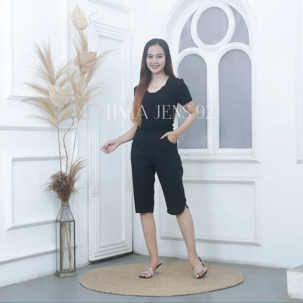 Celana chino wanita 7/8 elizabeth pant melar elastis