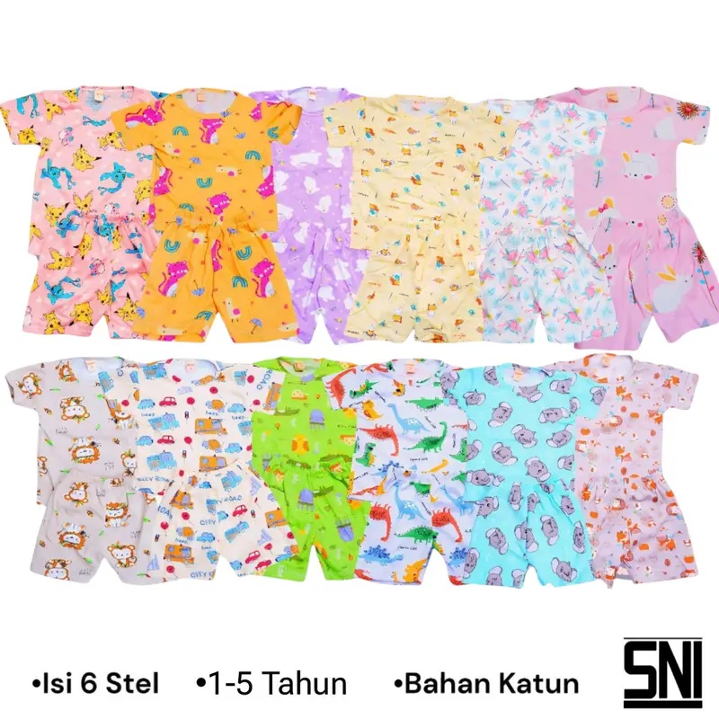 DAPAT 6 SETELAN ANAK 1-5 TAHUN MOTIF RANDOM Bayi Bunda 1