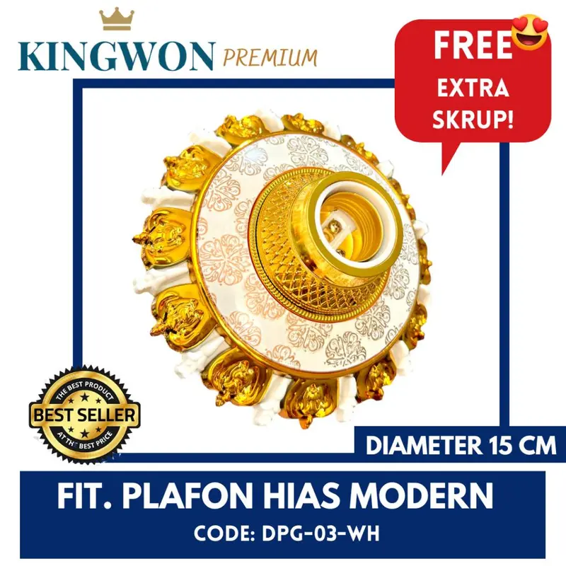 FITTING LAMPU PLAFON HIAS ORNAMEN / FITTING PLAFON / LAMPU PLAFON / TEMPAT LAMPU PLAFON KINGWON E27 4