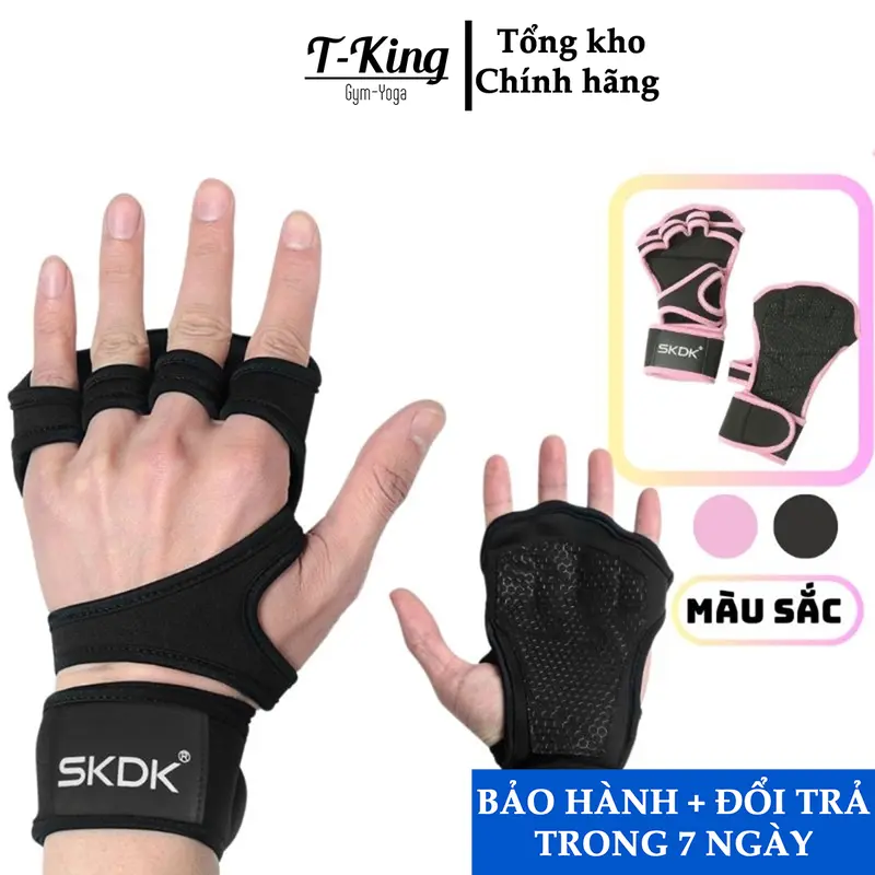 Găng tay tập gym kết hợp bảo vệ cổ tay, chống chai tay SKDK chất liệu Silicon thời trang ( cực bền )