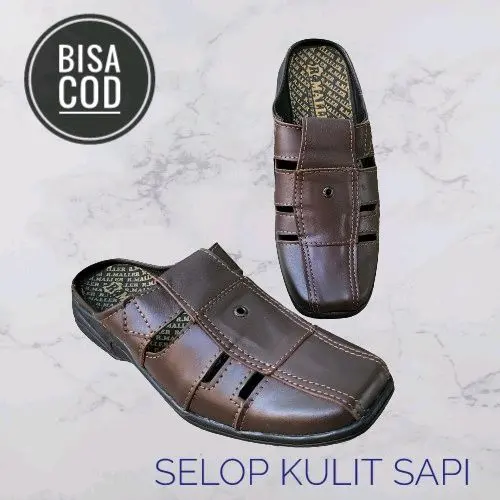 Sendal Bustong Kulit Pria Terbaru - Sepatu Sandal Selop Kulit Pria Kasual - Shoes 7