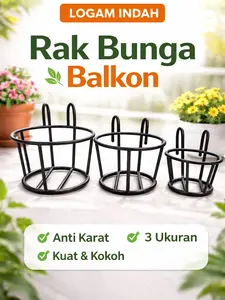 Rak Bunga Balkon Besi - Rak Pot Tanaman Gantung Minimalis untuk Dekorasi Rumah & Taman