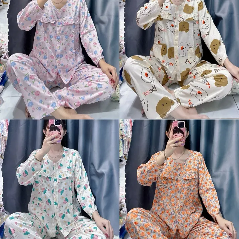 Bộ tone lanh 2 da cổ tròn bèo ngực 2 túi (40-72kg)