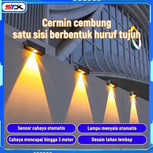 STX Lampu Taman Tenaga Surya Outdoor LED 1/2/3 Mata, Pilihan Putih / Warm, Lampu Dinding & Cuci Tembok Tahan Air IP65, Untuk Halaman, Pagar, Kebun, Vila, dan Rumah, Dekorasi Atmosfer Malam Otomatis