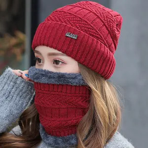 [ RedPink ] Hat Beanie Musim Dingin Plus Syal Warmer Unisex Premium Polos Tebal Cocok Untuk Mendaki Gunung,Camping Hiking Outdoor Bludru Rajutan Tebal Lembut Halus KUPLUK+SYAL
