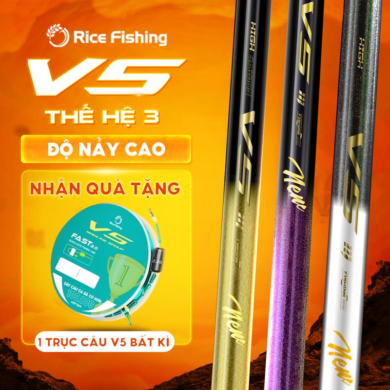 Cần câu đài V5 Thế hệ 3 Rice Fishing Carbon 30T 36T & 40T Nâng cấp phiên bản mới 2025 CC-39