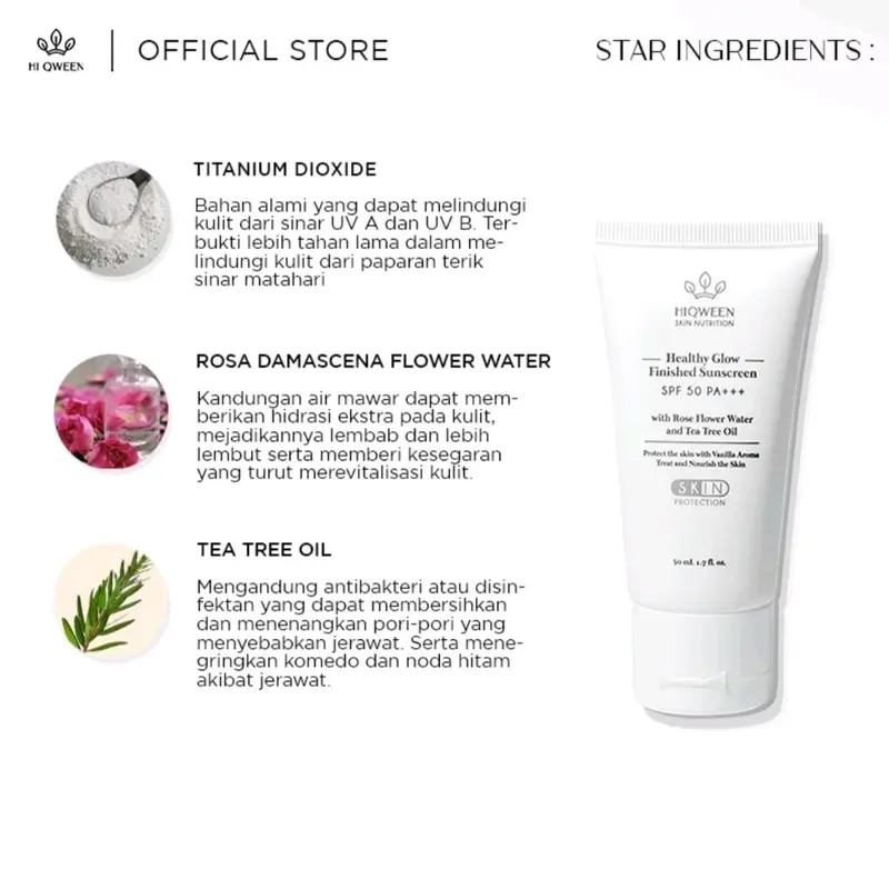 HIQWEEN HEALTHY GLOW SUNSCREEN SPF 50 PA +++ MELINDUNGI DARI SINAR UVA UVB 2