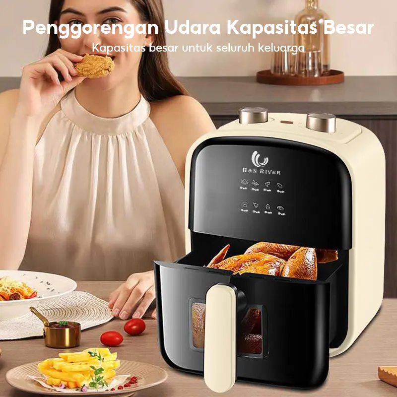 【EXCLUSIVE nisafauziah910】HAN RIVER Air Fryer 4.2L Multifungsi Wajan Anti Lengket Bebas Minyak Low Watt 800 Watt Airfryer 2