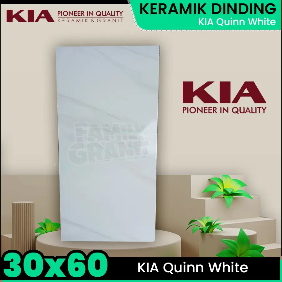 Keramik Dinding 30x60 KIA Quinn White Motif Marmer Carara Glossy KW2