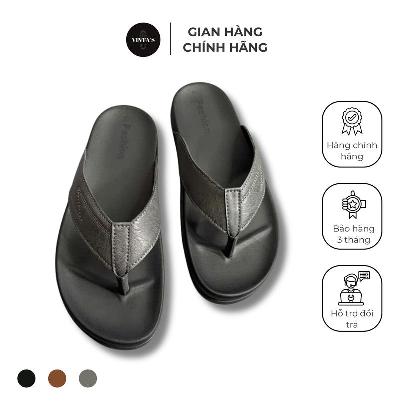 Dép Đi Biển Dép Nam Quai Kẹp Fashion Đế Cao Su Chống Trơn Trươt Quai Da Chống Nhăn Cao Cấp Đi Nước Thoải Mái dé nam