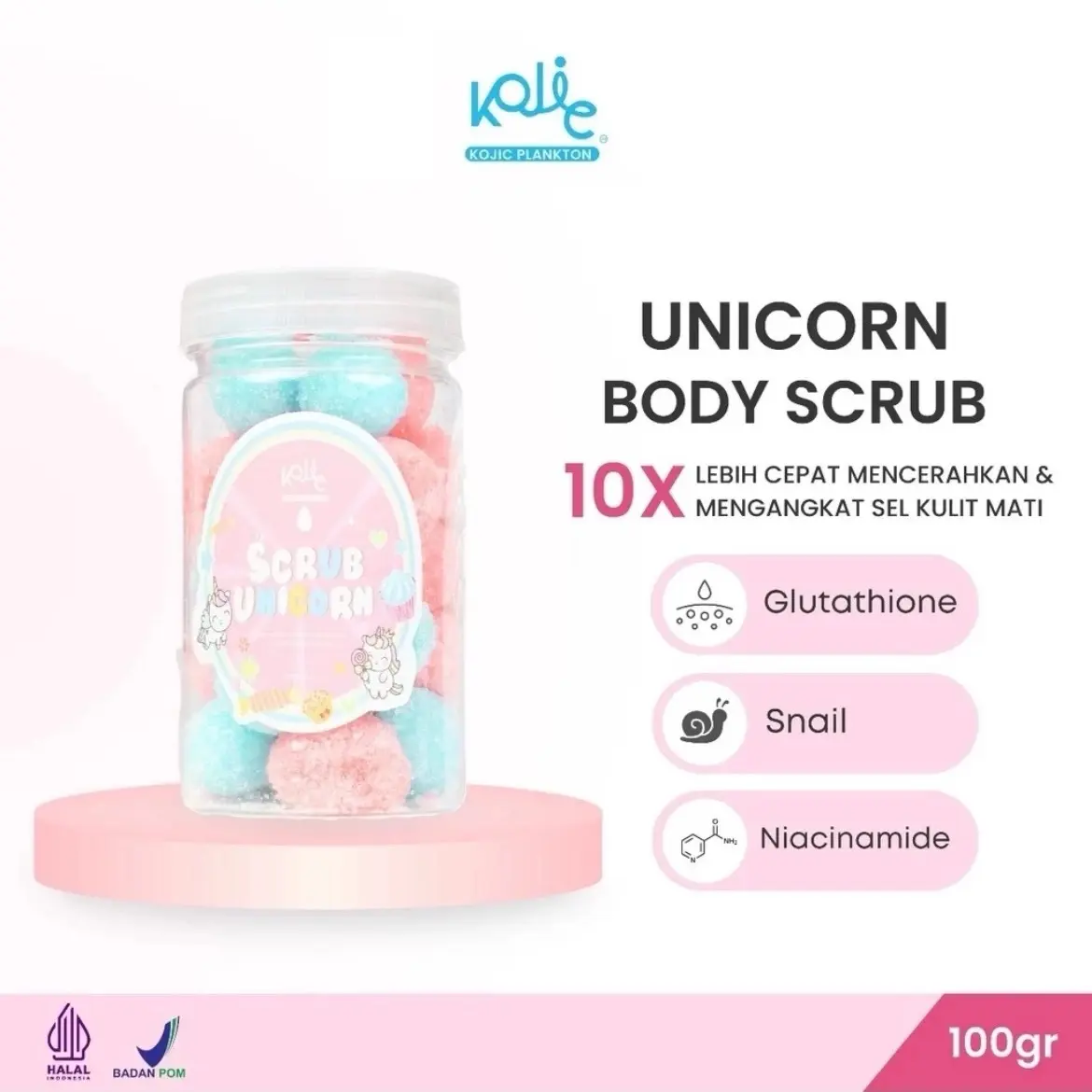 KOJIC PLANKTON UNICRON SCRUB WHITENING 300 G ( 1 BOTOL ) Mencerahkan Tubuh