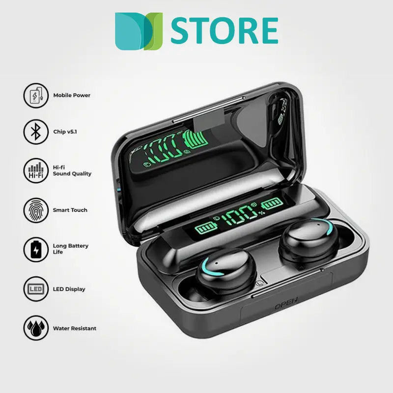 Headset Bluetooth TWS Pro Gaming LED Powerbank Headphone 4