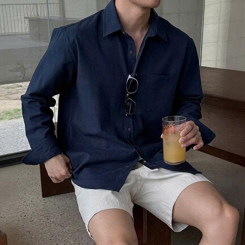 MINH STORE - ÁO SƠ MI ĐŨI Nam Cổ Bẻ, Dài Tay Chất Đũi Linen Cao Cấp, Phom Vừa Vặn Thời Trang, Co Giãn Thấm Hút Mồ Hôi