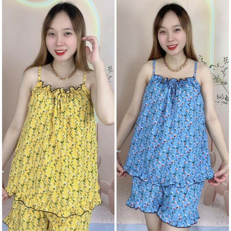  Đồ bộ nữ đùi chất vải lụa 100d áo 2 dây mặc nhà thoáng mát 38kg đến 70kg 